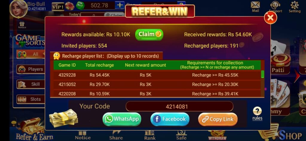 Teen Patti Lucky Blue Bonus